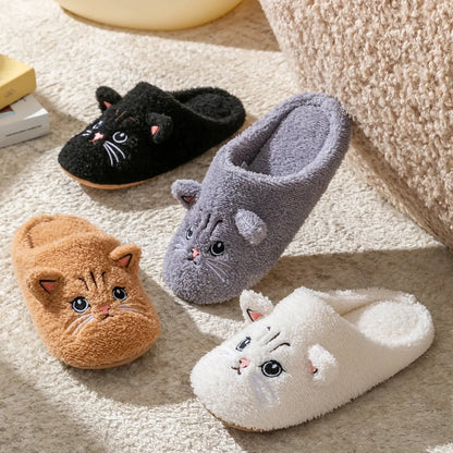 Pantofole unisex in peluche con design di gattino carino, per autunno e inverno, da usare in casa con suola antiscivolo morbida, comode e calde, unisex Il mio negozio