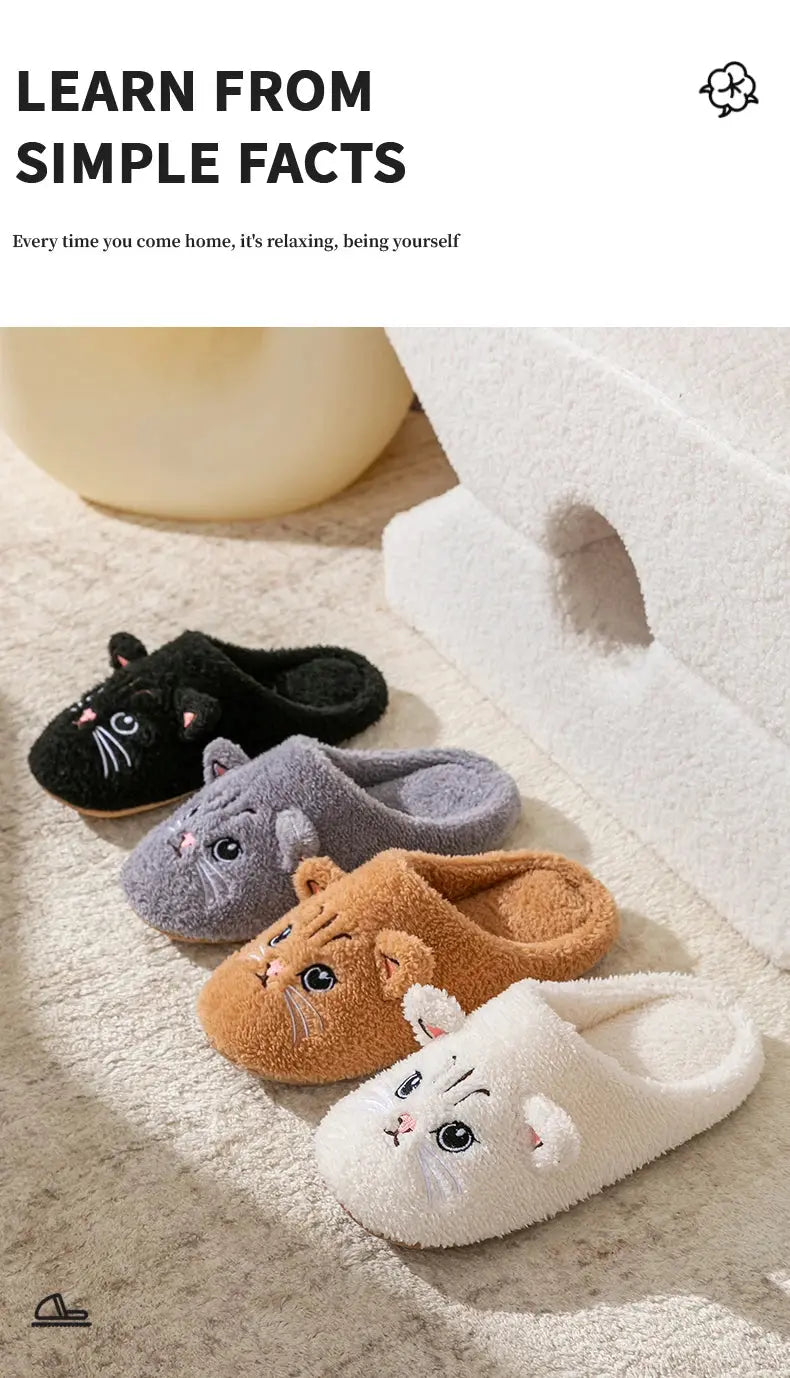 Pantofole unisex in peluche con design di gattino carino, per autunno e inverno, da usare in casa con suola antiscivolo morbida, comode e calde, unisex Il mio negozio