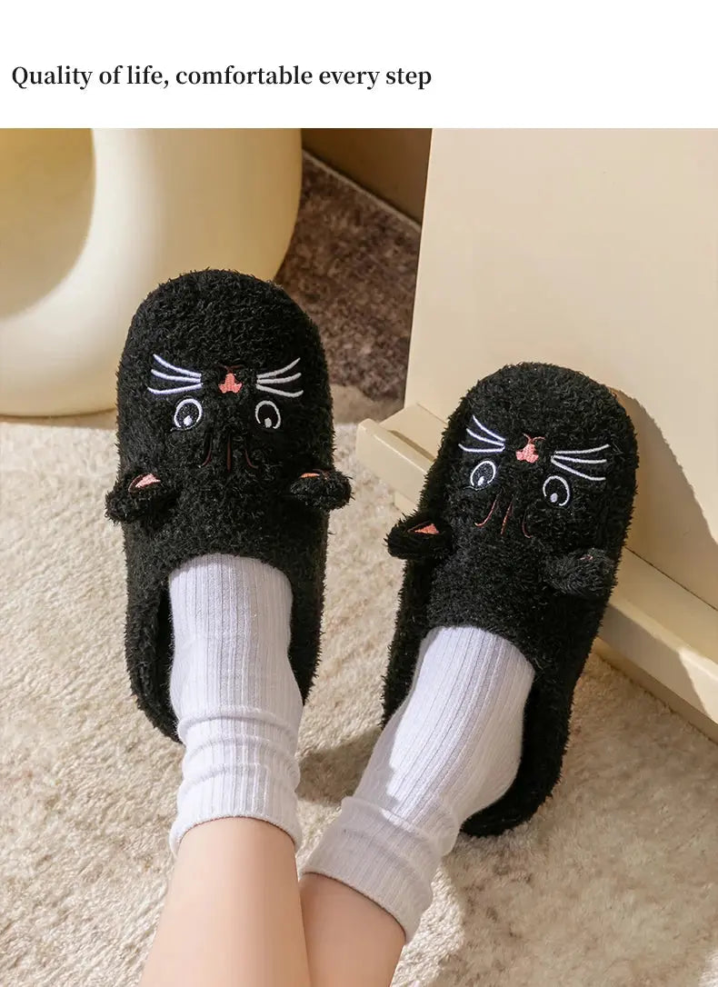 Pantofole unisex in peluche con design di gattino carino, per autunno e inverno, da usare in casa con suola antiscivolo morbida, comode e calde, unisex Il mio negozio