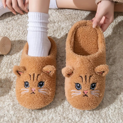 Pantofole unisex in peluche con design di gattino carino, per autunno e inverno, da usare in casa con suola antiscivolo morbida, comode e calde, unisex Il mio negozio