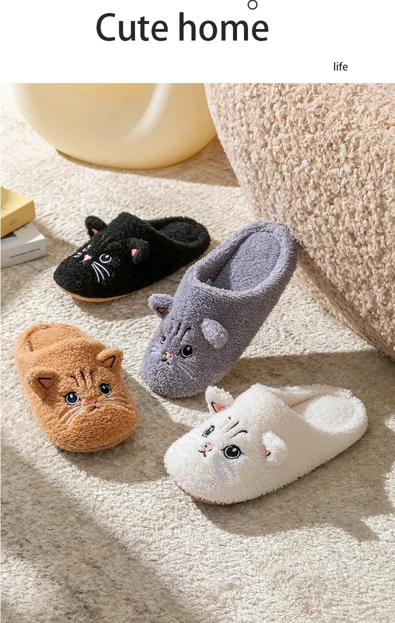 Pantofole unisex in peluche con design di gattino carino, per autunno e inverno, da usare in casa con suola antiscivolo morbida, comode e calde, unisex Il mio negozio