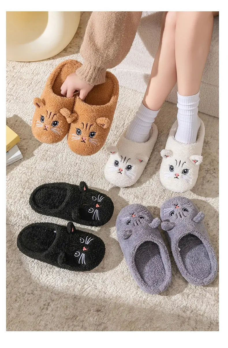 Pantofole unisex in peluche con design di gattino carino, per autunno e inverno, da usare in casa con suola antiscivolo morbida, comode e calde, unisex Il mio negozio