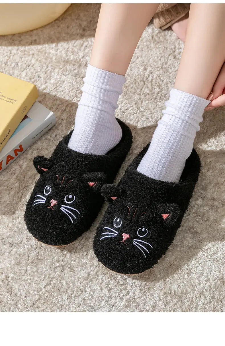 Pantofole unisex in peluche con design di gattino carino, per autunno e inverno, da usare in casa con suola antiscivolo morbida, comode e calde, unisex Il mio negozio